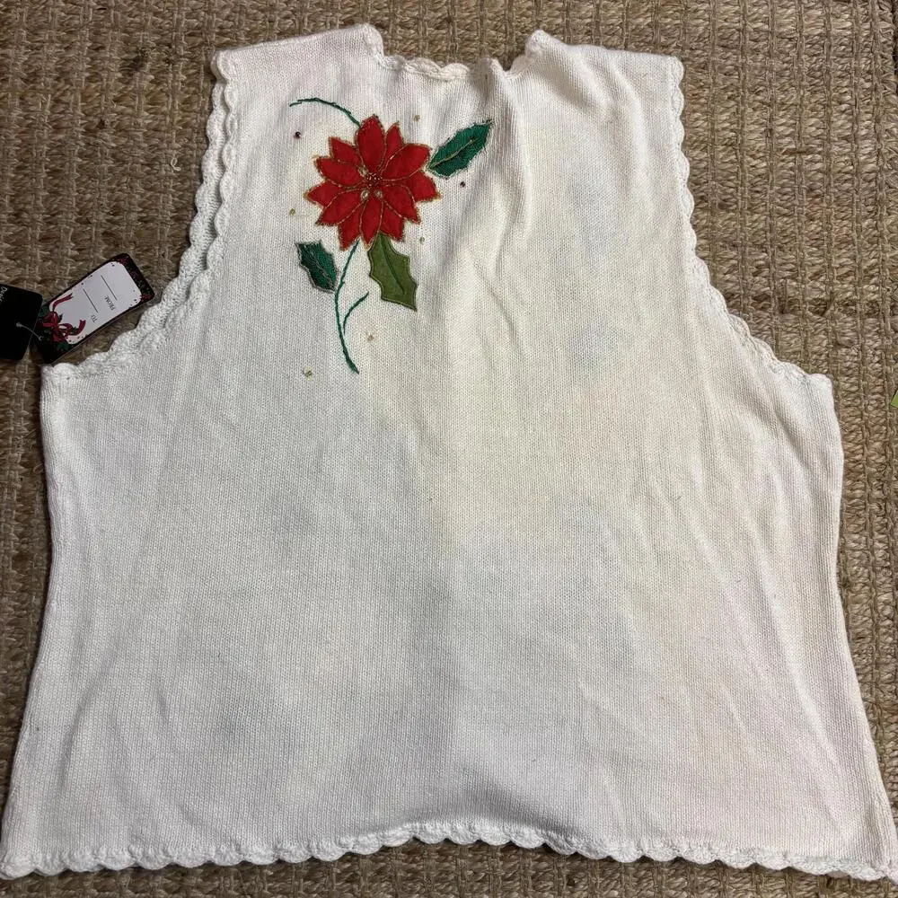 Knit poinsettia vest sz 2X